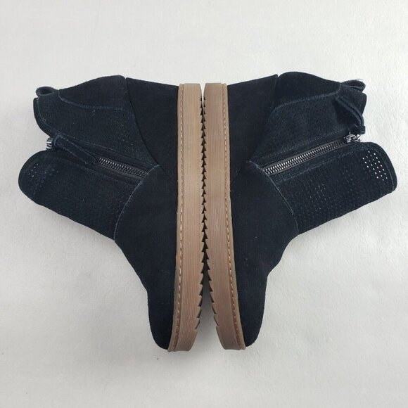 Sofft Bellview Wedge Ankle Boot Womens 11 Black Suede Side Zip Perforated Bootie - Picture 7 of 11